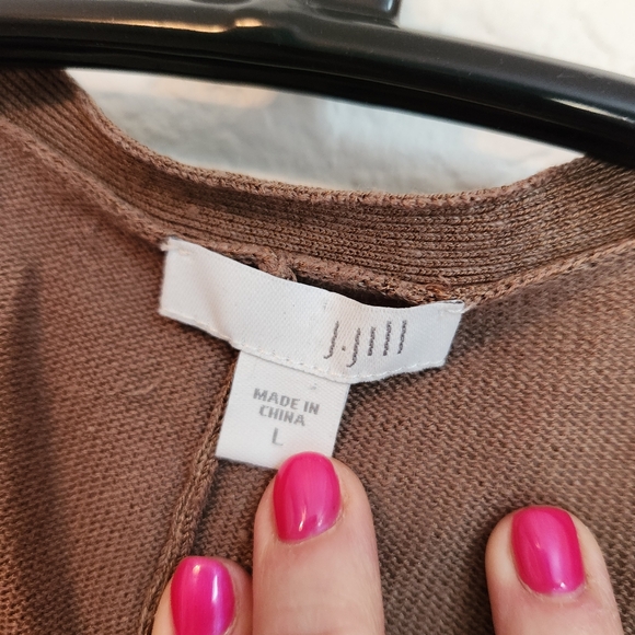 J. Jill Linen Blend Open Front Lightweight Tan Cardigan, Size L - Picture 3 of 7